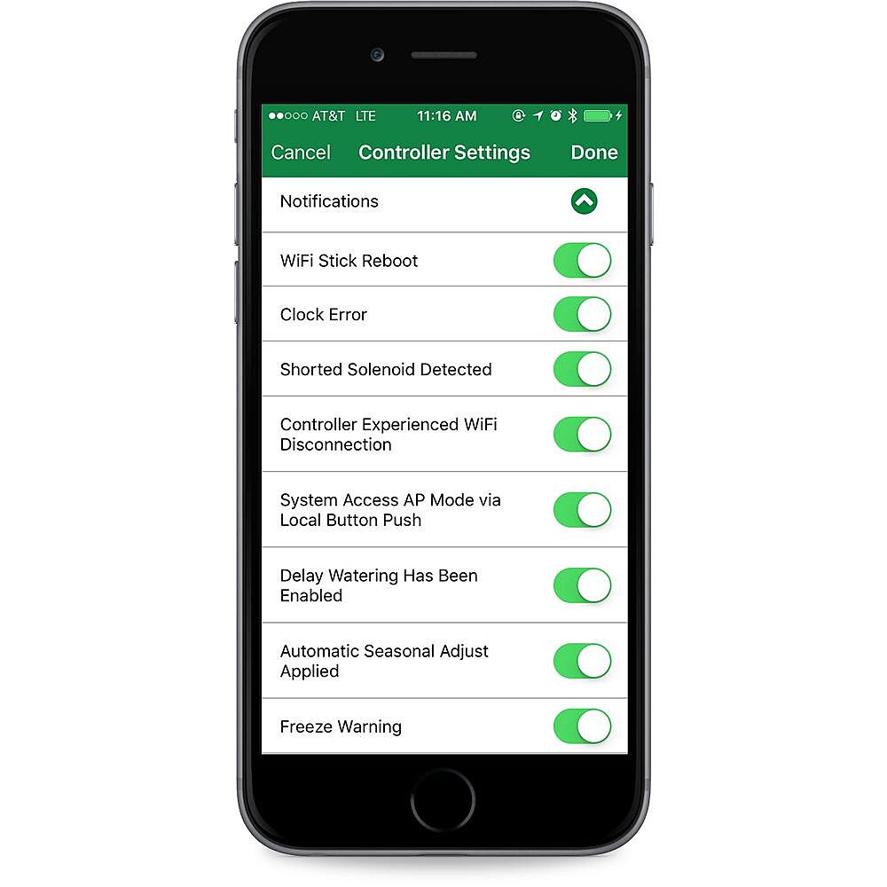 Rain Bird mobile app - controller settings