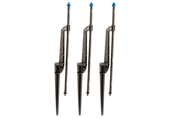 Close Coverage Fan Micro Spray on Adjustable Height Staked Riser