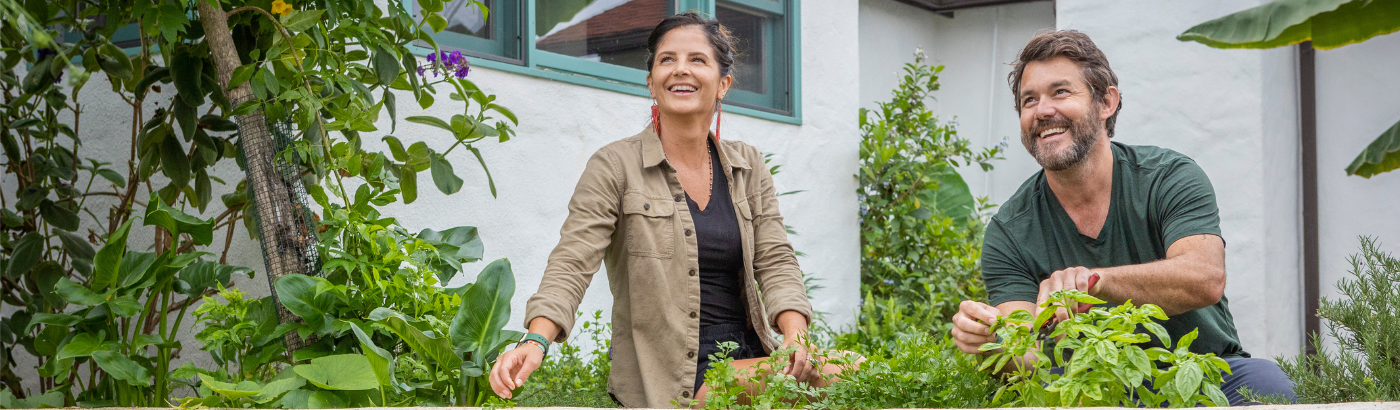 woman and man gardening