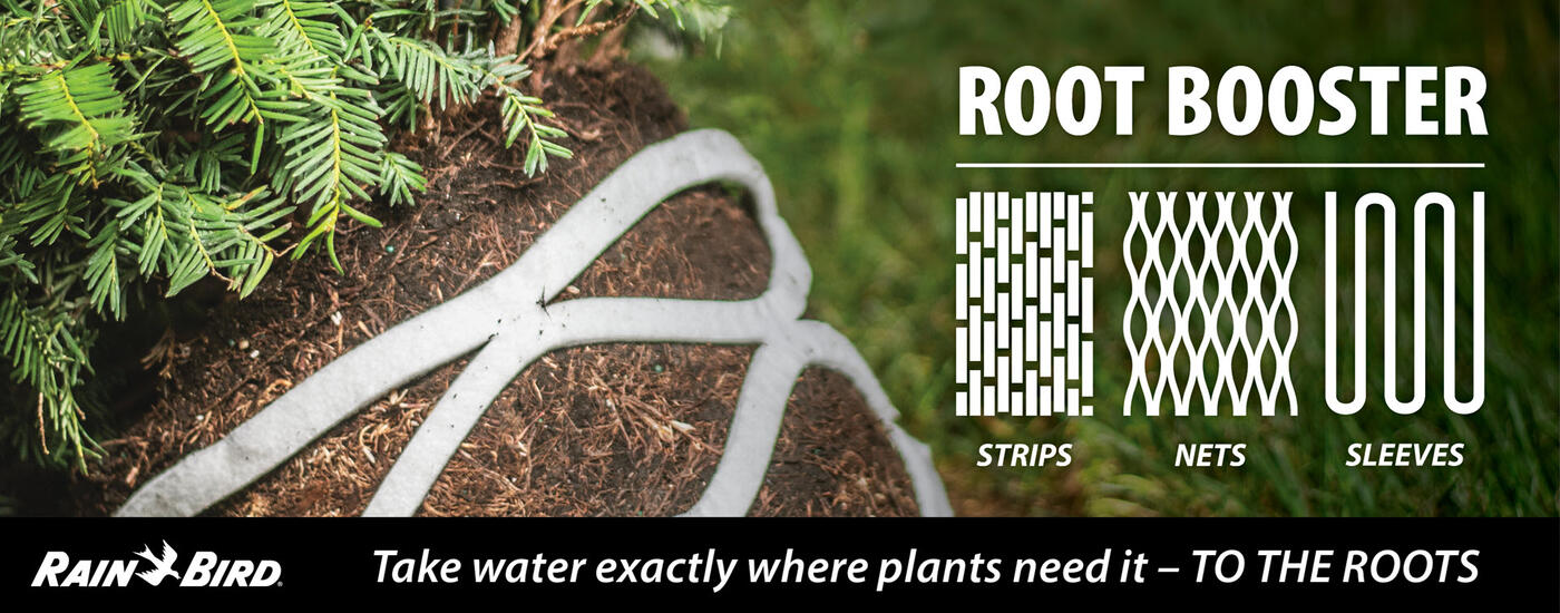 Root Booster  Banner with Rain Bird Net